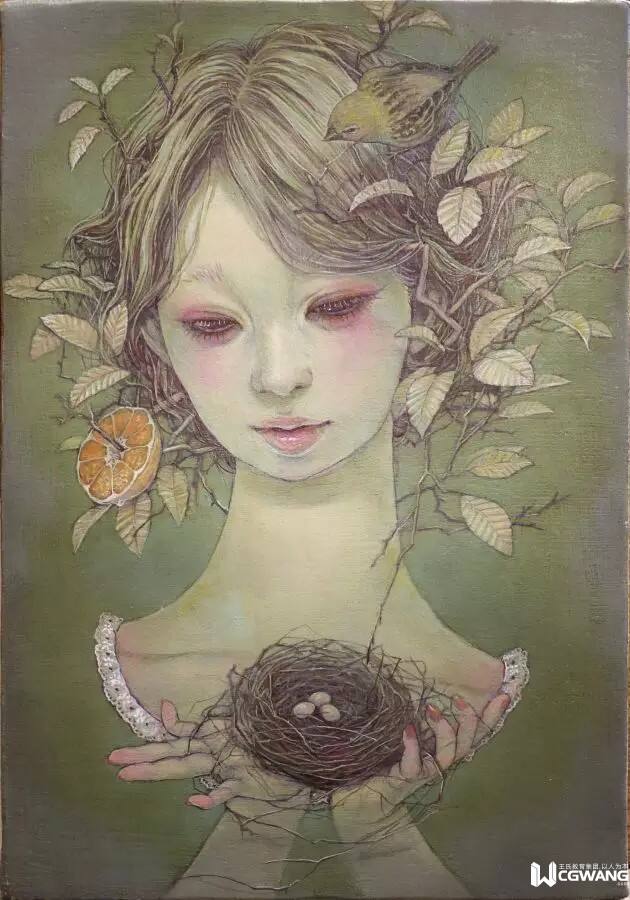 插画资讯-我孙子市有一位姑娘,花鸟风月下,画着最美